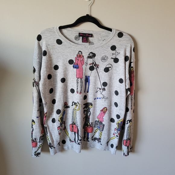 Y2k polkadot art girl print sweater - Picture 10 of 10